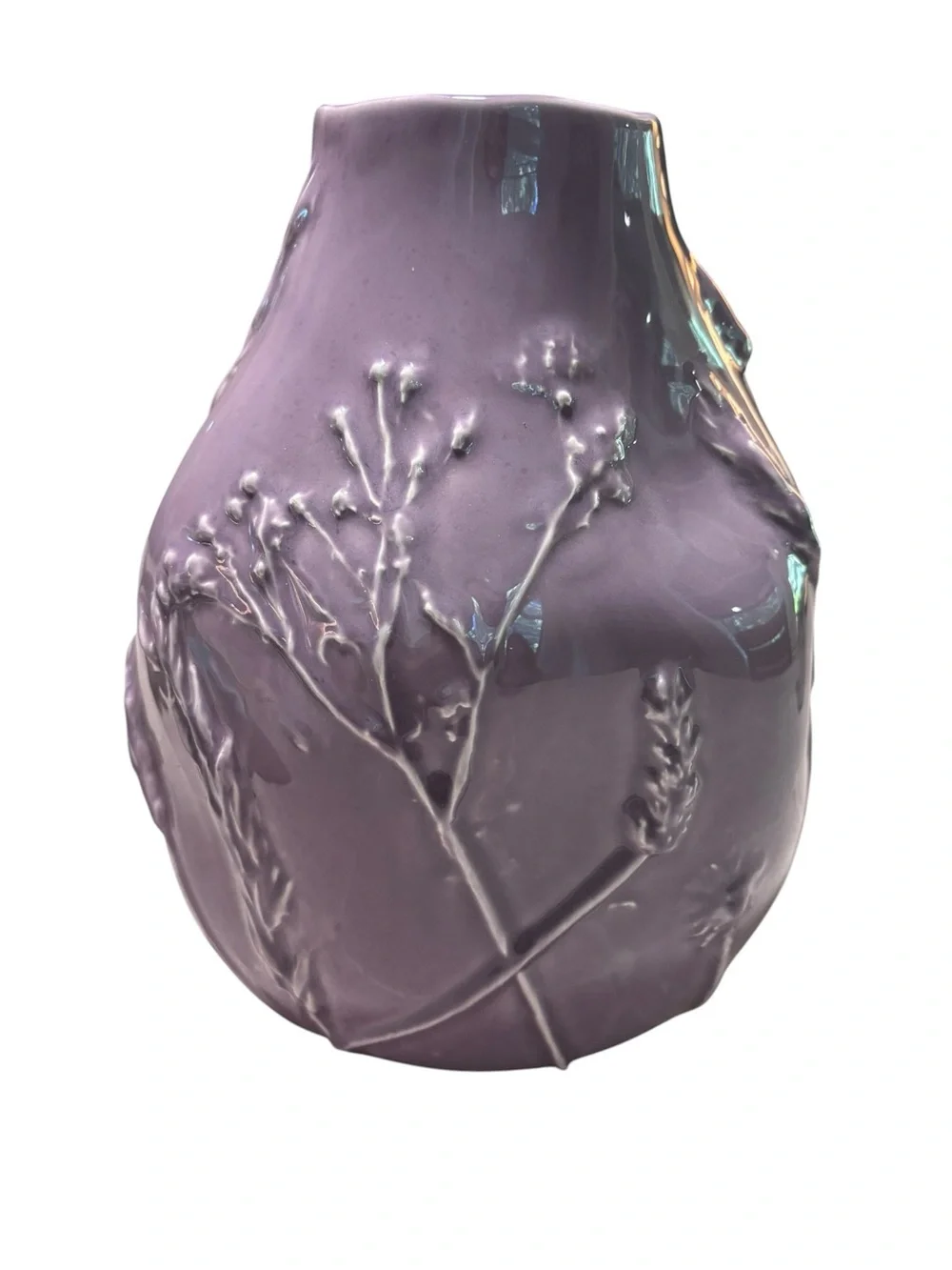 Anthropologie large rare & retired Lavender botanical Textured ceramic Vase